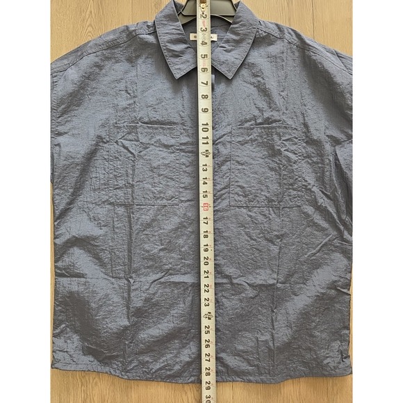 Athleta Women's Small Blue Nylon Button Front Utility Shirt Long Sleeve - Picture 9 of 10